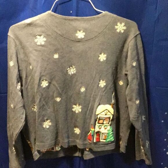 Embroidered Christmas sweater BECHAMEl petites size medium petite - Picture 2 of 6